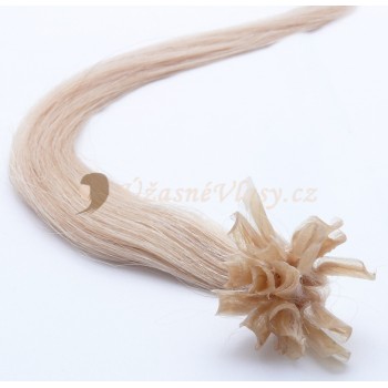 Zlatavé blond vlasy k prodloužení - keratin, 50 cm, 20 pramenů (022)