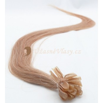 Popelavě blond vlasy k prodloužení - keratin, 50 cm, 20 pramenů (016)