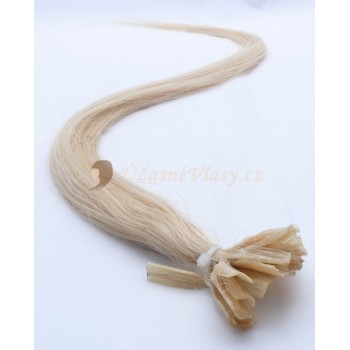 Platinové blond k prodloužení - keratin, 50 cm, 20 pramenů (060)