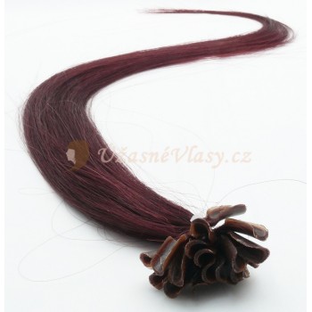 Fialovo-hnědé vlasy k prodloužení - keratin, 50 cm, 20 pramenů (099J)