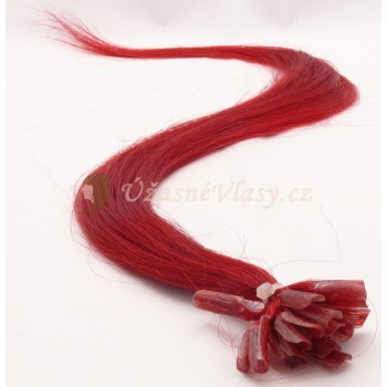 Červené vlasy k prodloužení - keratin, 50 cm, 20 pramenů (RED)