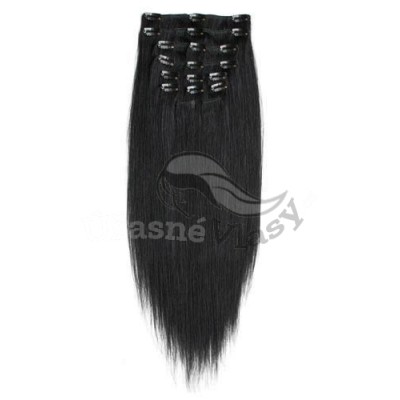 Uhlově černé vlasy - Clip in set, 10 ks, 50 cm, REMY, 160g (001) Uhlově černé vlasy - Clip in set, 10 ks, 50 cm, REMY, 160g (001)