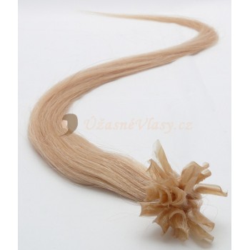 Tmavé blond vlasy k prodloužení - keratin, 50 cm, 20 pramenů (027)