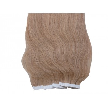 Popelavě blond vlasy k prodloužení - Tape-in REMY proužky, 50 cm (016), 20 ks