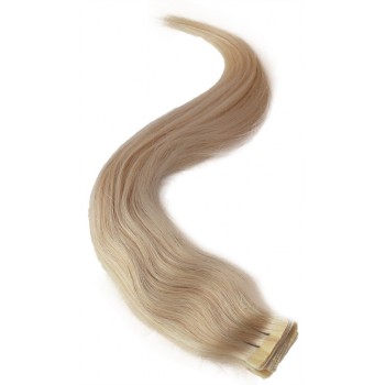 Platinové blond vlasy k prodloužení - Tape-in REMY proužky, 50 cm (060), 20 ks