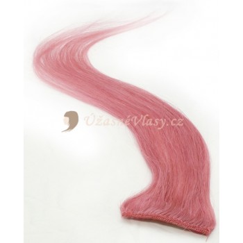 Růžové lidské vlasy k prodloužení - Clip-in proužky, 50 cm (PINK)