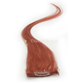 Rudo hnědé vlasy k prodloužení - Clip-in proužky, 50 cm (350)