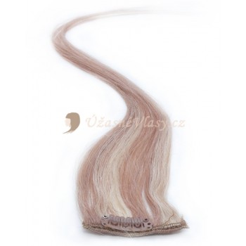 Melírované tmavé/nejsvětlejší blond vlasy k prodloužení - Clip-in proužky, 50 cm (027/613)