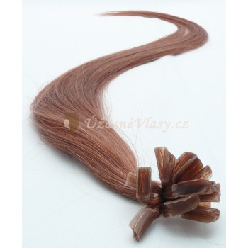 Světle hnědé vlasy k prodloužení - keratin, 50 cm, 20 pramenů (012)