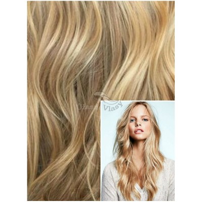 VLNITÉ DELUXE Clip in 50cm 200g REMY lidské vlasy - PŘÍRODNÍ BLOND