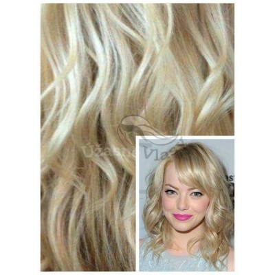 VLNITÉ DELUXE Clip in 50cm 200g REMY lidské vlasy - NEJSVĚTLEJŠÍ BLOND