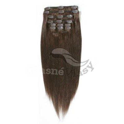 Středně hnědé vlasy - Clip in set, 10 ks, 50 cm, REMY, 160g (004) Středně hnědé vlasy - Clip in set, 10 ks, 50 cm, REMY, 160g (004)