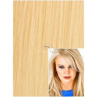 Clip in 40cm 100g REMY lidské vlasy - NEJSVĚTLEJŠÍ BLOND