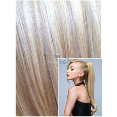 Clip in CULÍK 60cm 100g  REMY - PLATINOVÁ BLOND / SVĚTLE HNĚDÁ