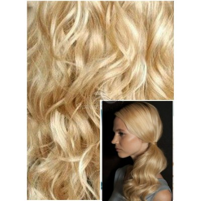 Clip in KUDRNATÝ CULÍK 60cm 100g KANEKALON - NEJSVĚTLEJŠÍ BLOND