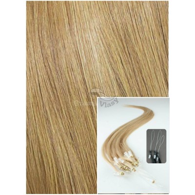 Micro ring vlasy, 40 cm 0,5g/pr., 50 pramenů - PŘÍRODNÍ BLOND