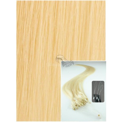 Micro ring vlasy, 50 cm 0,7g/pr., 50 pramenů - NEJSVĚTLEJŠÍ BLOND