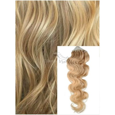 Vlnité micro ring vlasy, 50 cm 0,7g/pr., 50 pramenů - PŘÍRODNÍ BLOND