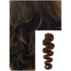 Vlnité micro ring vlasy, 50 cm 0,5g/pr., 50 pramenů - STŘEDNĚ HNĚDÉ