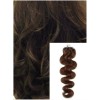 Vlnité micro ring vlasy, 60 cm 0,5g/pr., 50 pramenů - STŘEDNĚ HNĚDÉ