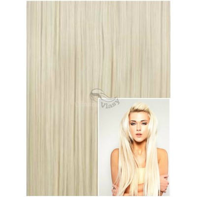 DELUXE Clip in 40cm 140g REMY lidské vlasy - PLATINOVÉ