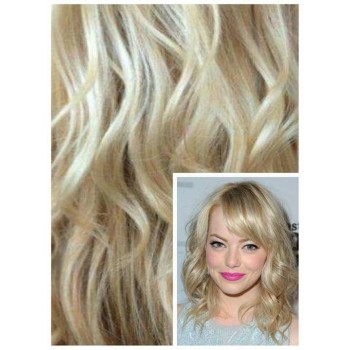 VLNITÉ DELUXE Clip in 50cm 200g REMY lidské vlasy - NEJSVĚTLEJŠÍ BLOND