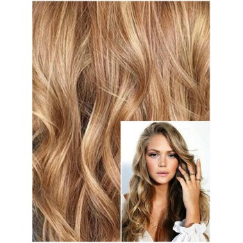 VLNITÉ DELUXE Clip in 50cm 200g REMY lidské vlasy - PŘÍRODNÍ / SVĚTLEJŠÍ BLOND 