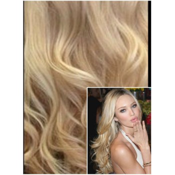 VLNITÉ DELUXE Clip in 50cm 200g REMY lidské vlasy - PLATINOVÁ BLOND / SVĚTLE HNĚDÁ