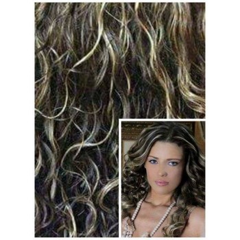 KUDRNATÉ DELUXE Clip in 50cm 200g REMY lidské vlasy - TMAVÝ MELÍR