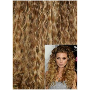 KUDRNATÉ DELUXE Clip in 50cm 200g REMY lidské vlasy - PŘÍRODNÍ / SVĚTLEJŠÍ BLOND