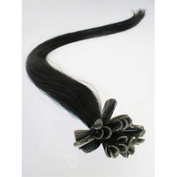 Uhlově černé vlasy k prodloužení - keratin, 50 cm, 25 pramenů (001)