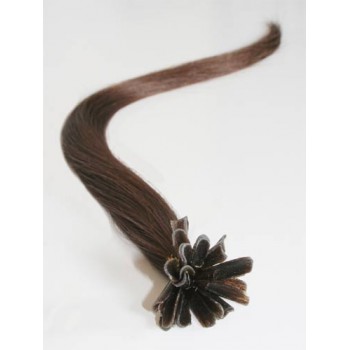Středně hnědé vlasy k prodloužení - keratin, 50 cm, 25 pramenů (004)