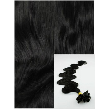 Vlnité vlasy na keratin, 60 cm 0,5g/pr., 50 pramenů - černá