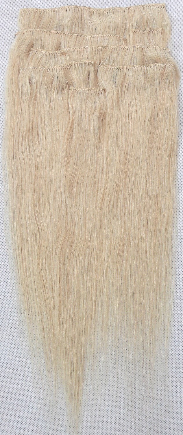 Zlatavé blond vlasy k prodloužení - Clip in set, 8 ks, 50 cm (022)