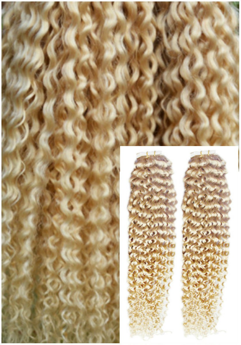 Kudrnaté vlasy k prodloužení tape in, 50 cm, 40 ks - PLATINOVÉ