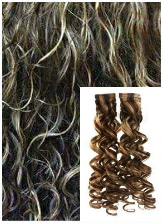 Kudrnaté vlasy k prodloužení tape in, 50 cm, 40 ks - TMAVÝ MELÍR