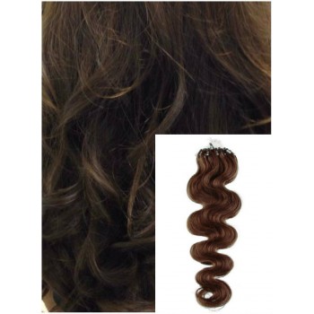 Vlnité micro ring vlasy, 50 cm 0,7g/pr., 50 pramenů - STŘEDNĚ HNĚDÉ