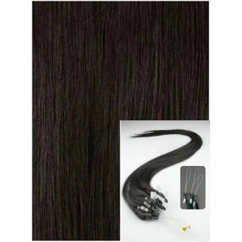 Micro ring vlasy, 60 cm 0,5g/pr., 50 pramenů - PŘÍRODNĚ ČERNÉ