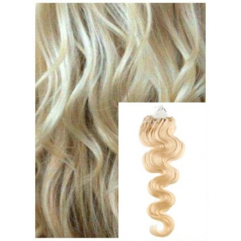 Vlnité micro ring vlasy, 50 cm 0,7g/pr., 50 pramenů - NEJSVĚTLEJŠÍ BLOND