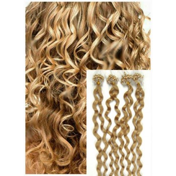 Kudrnaté micro ring vlasy, 50 cm 0,5g/pr., 50 pramenů - PŘÍRODNÍ BLOND