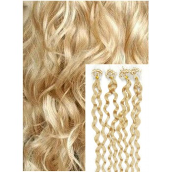 Kudrnaté micro ring vlasy, 50 cm 0,7g/pr., 50 pramenů - NEJSVĚTLEJŠÍ BLOND