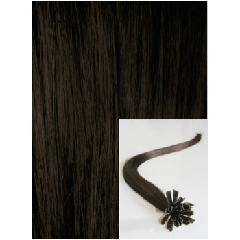 Vlasy na keratin, 40 cm 0,5g/pr., 50 pramenů - TMAVĚ HNĚDÉ