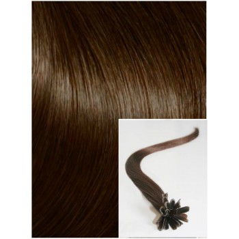 Vlasy na keratin, 40 cm 0,7g/pr., 50 pramenů - STŘEDNĚ HNĚDÉ