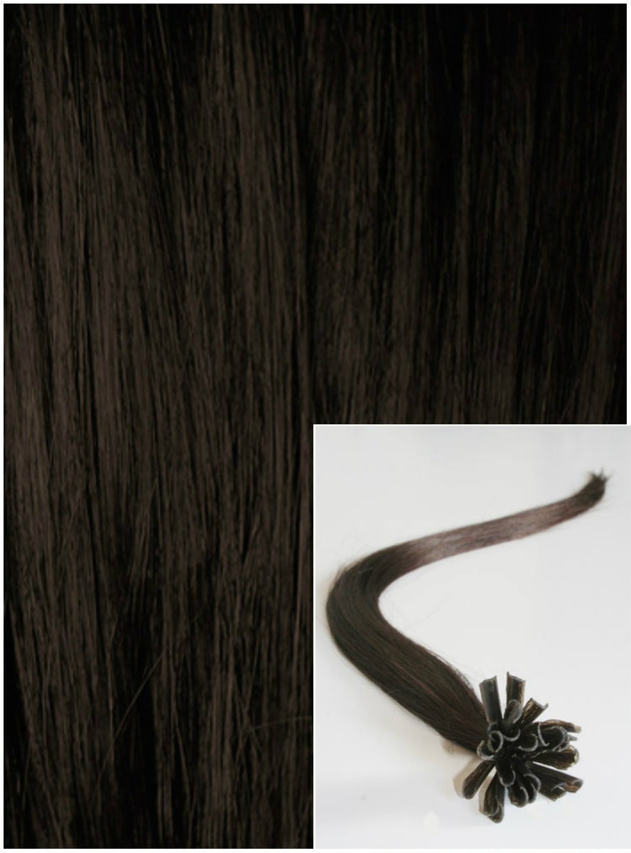Vlasy na keratin, 50 cm 0,5g/pr., 50 pramenů - TMAVĚ HNĚDÉ