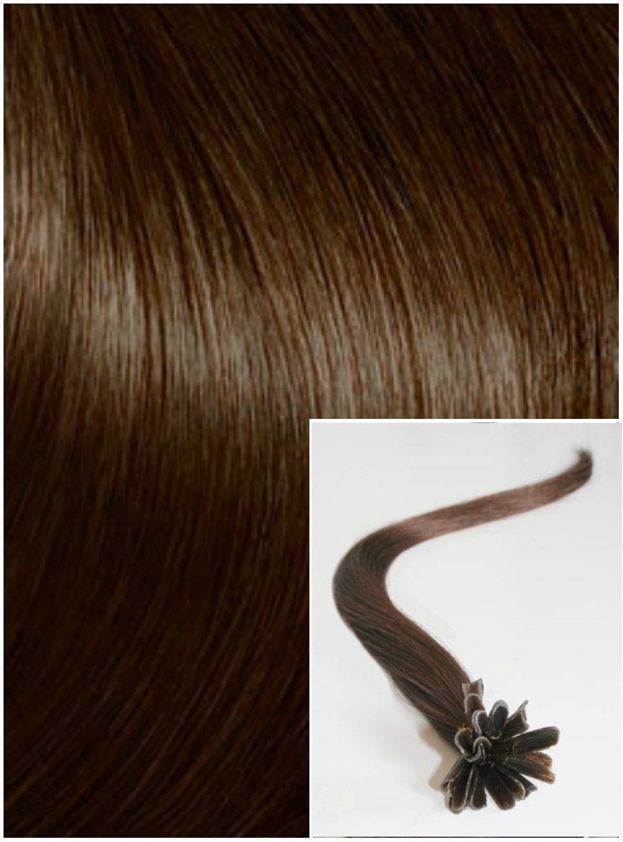 Vlasy na keratin, 50 cm 0,5g/pr., 50 pramenů - STŘEDNĚ HNĚDÉ