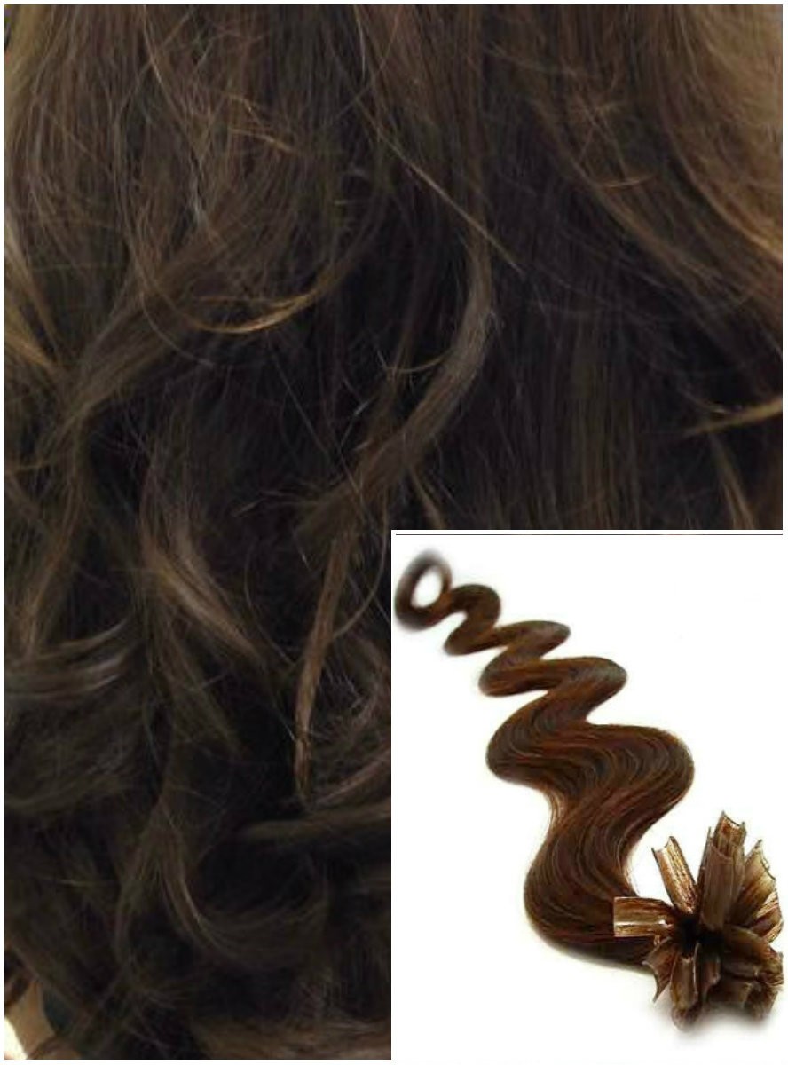 Vlnité vlasy na keratin, 50 cm 0,5g/pr., 50 pramenů - STŘEDNĚ HNĚDÉ