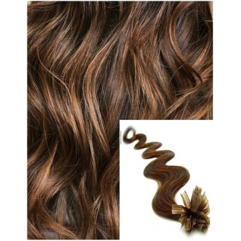 Vlnité vlasy na keratin, 50 cm 0,7g/pr., 50 pramenů - SVĚTLEJŠÍ HNĚDÉ