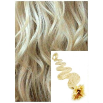 Vlnité vlasy na keratin, 50 cm 0,7g/pr., 50 pramenů - NEJSVĚTLEJŠÍ BLOND