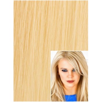 DELUXE Clip in 60cm 240g REMY lidské vlasy - NEJSVĚTLĚJŠÍ BLOND 